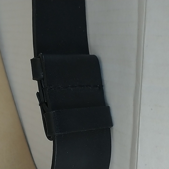 Chico's Distressed Bronze Silver tone Disc Belt Black Leather Adjustable - Picture 7 of 10